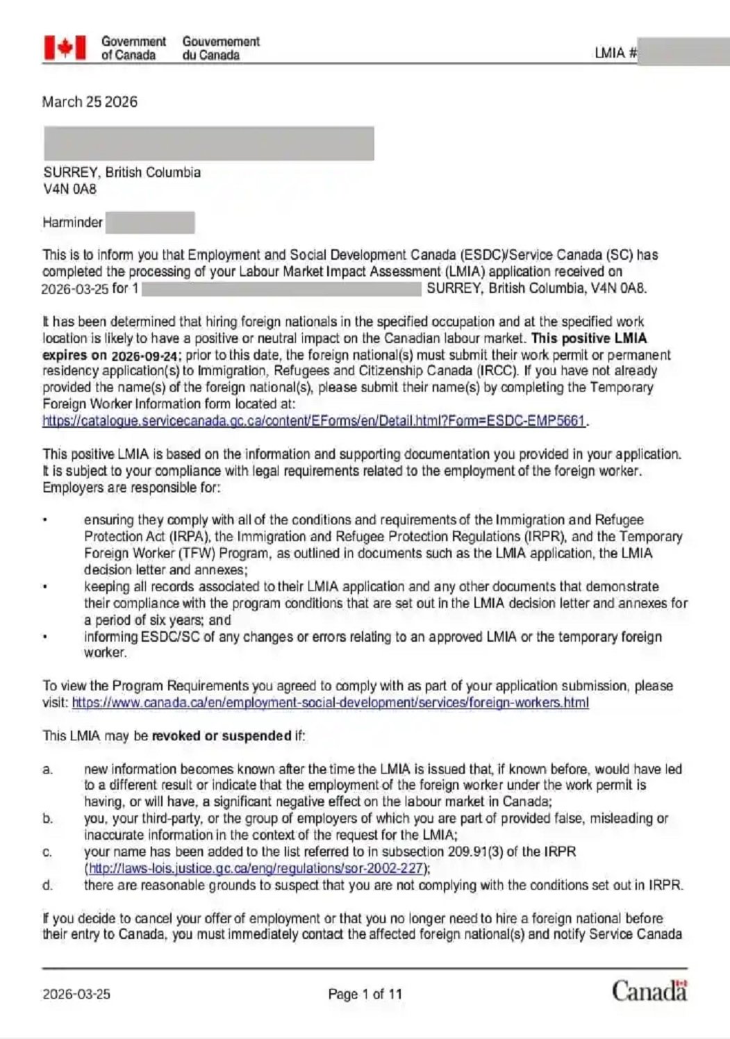 canada demo employement permit