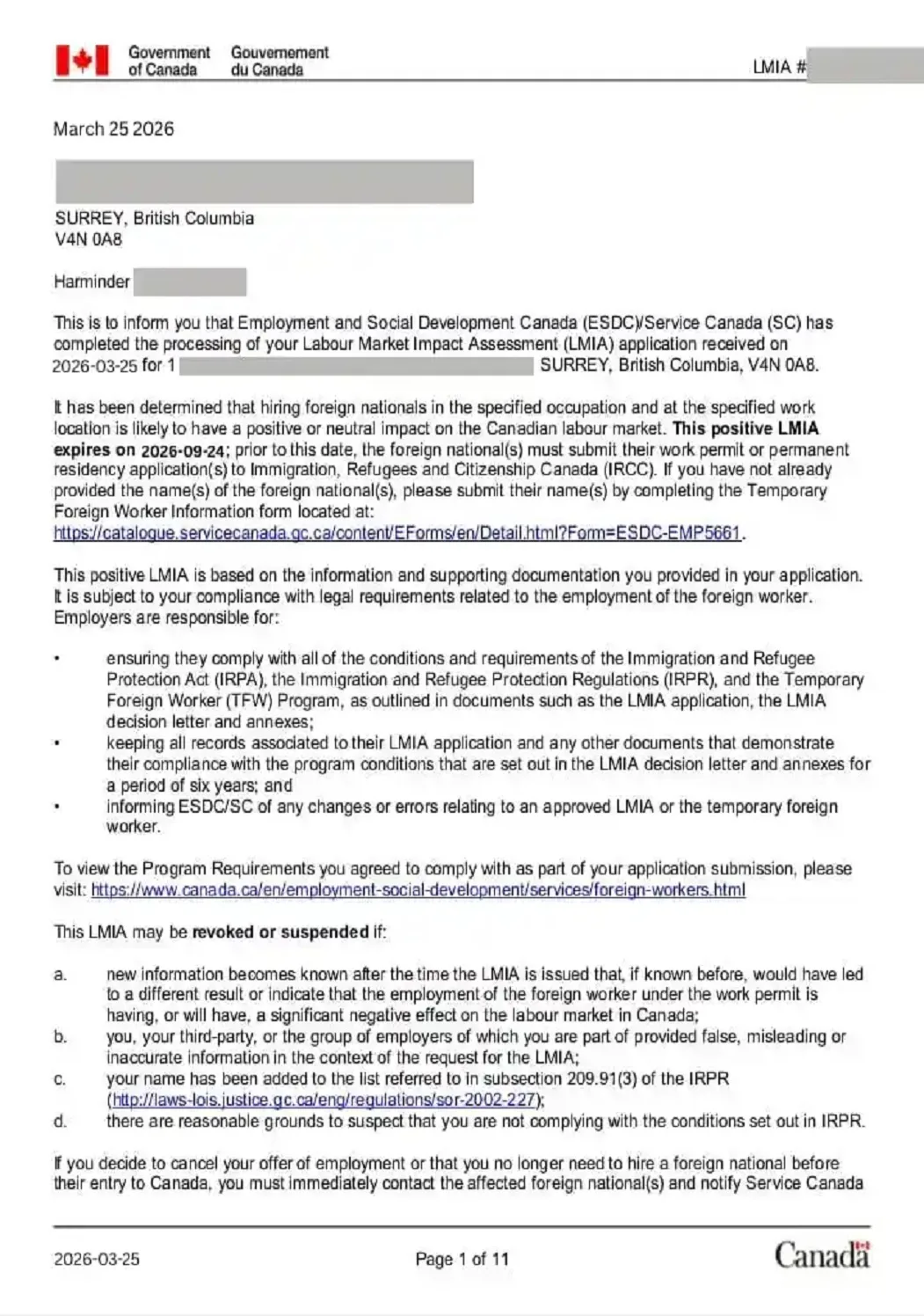 canada demo employement permit